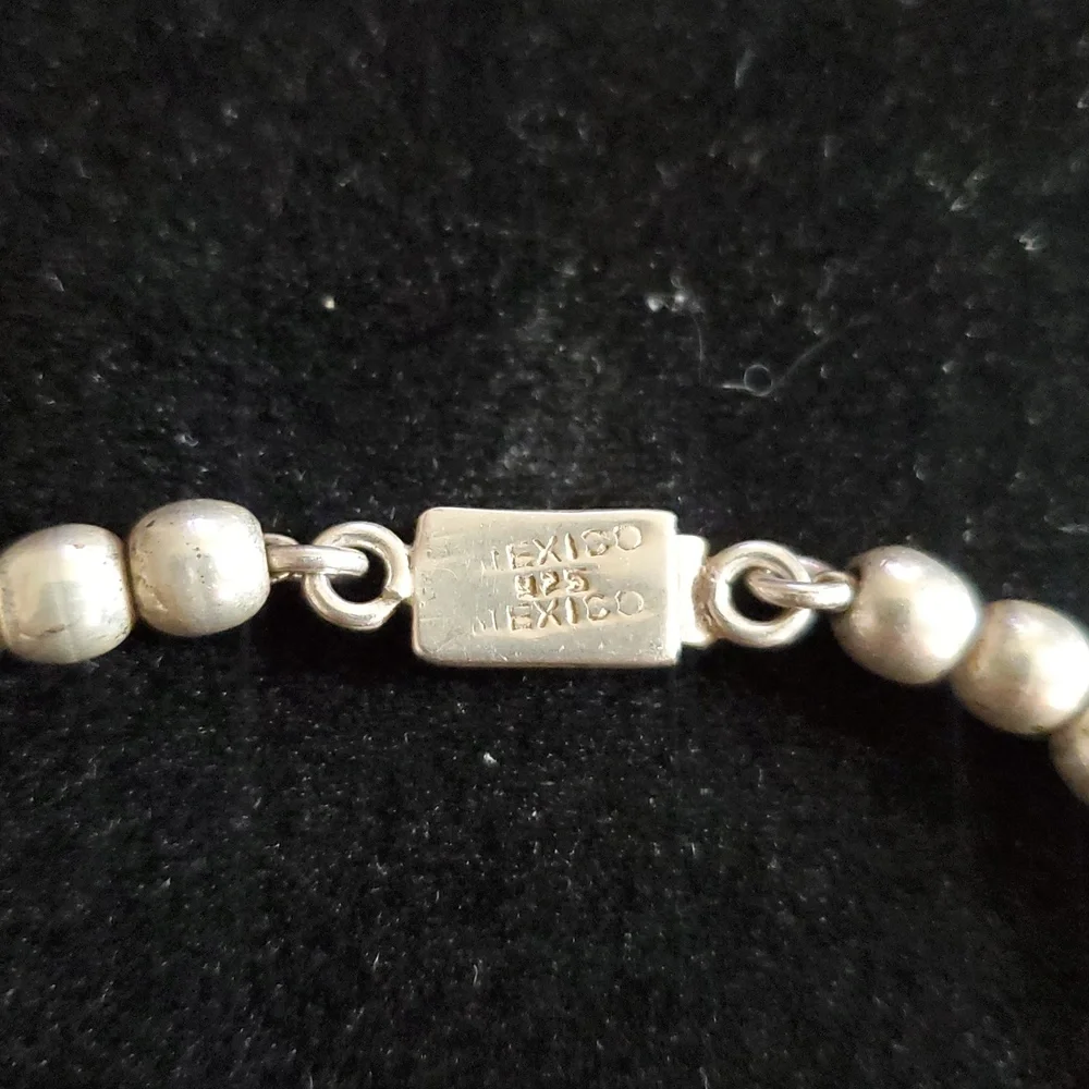 Mexico 925 sterling silver large bead ball necklace , 44.5 grms - Picture 12 of 13